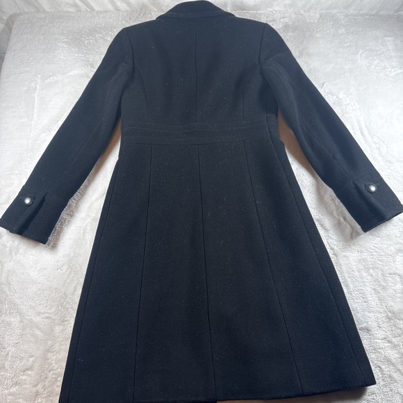 J.CREW Wool Blend Size 0 Womens Large Button Black Long Sleeve Lined Peacoat - Picture 11 of 11
